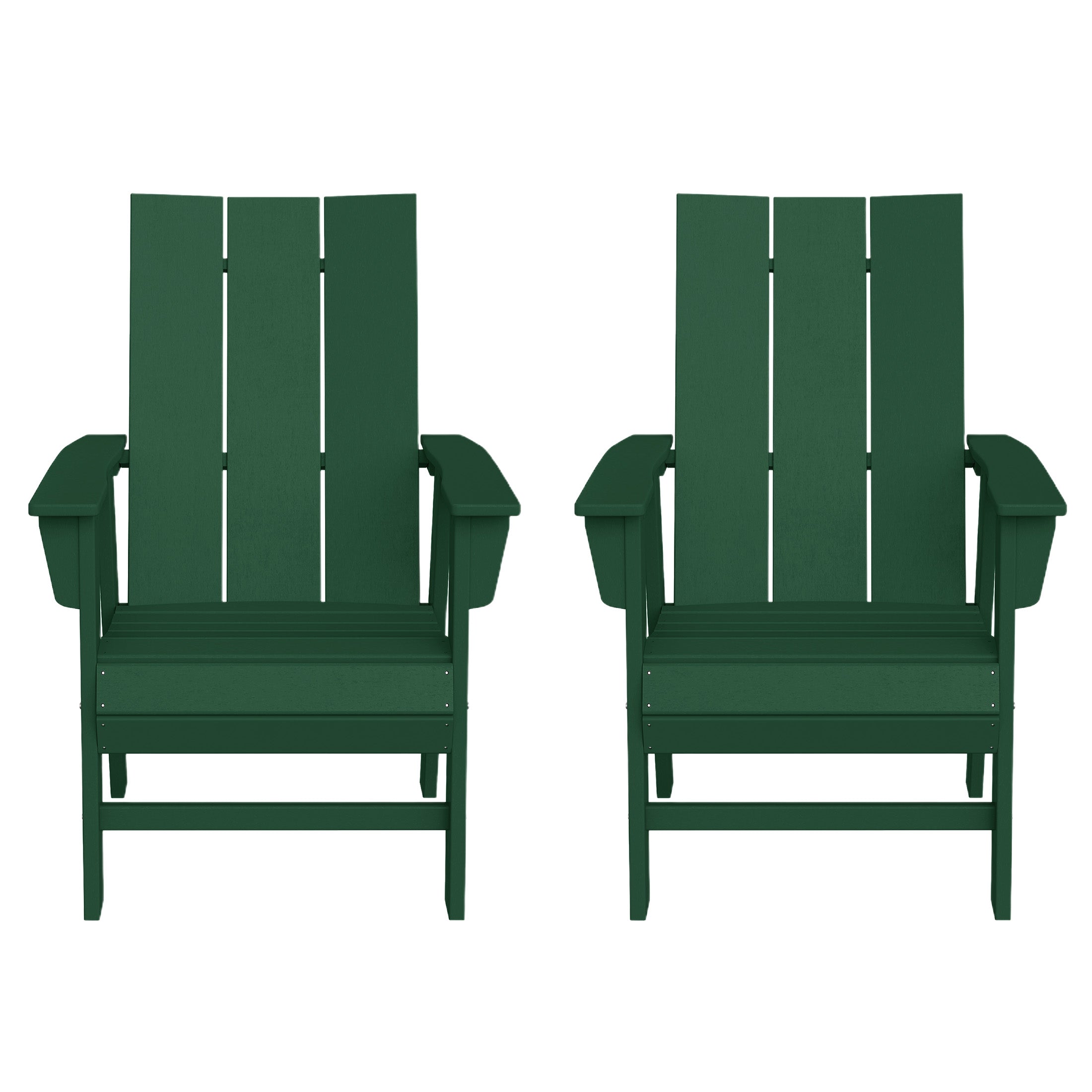 Ashore Outdoor Patio HDPE Plastic Modern Adirondack Dining Chairs (Set of 2)