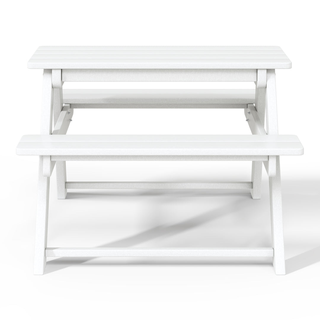 Malibu Outdoor Patio Kids HDPE Plastic Picnic Bench Table