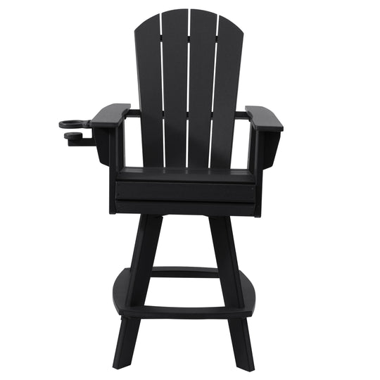 Malibu Outdoor HDPE Swivel Adirondack Bar Height Chair With Cup Holder