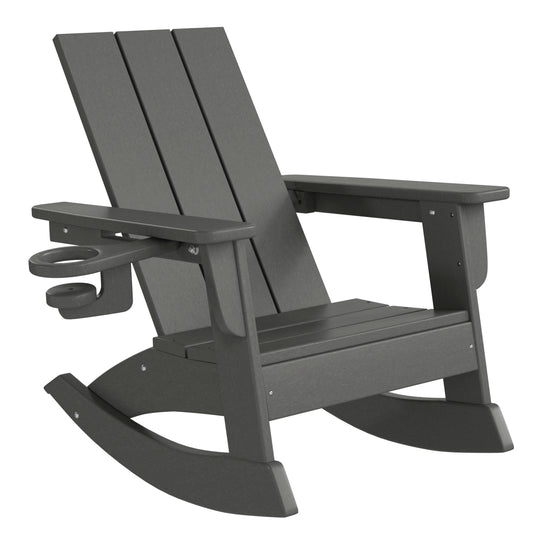 Ashore 3-Piece Kids Modern Rocking Chair With Cup Holder and Square Side Table Set
