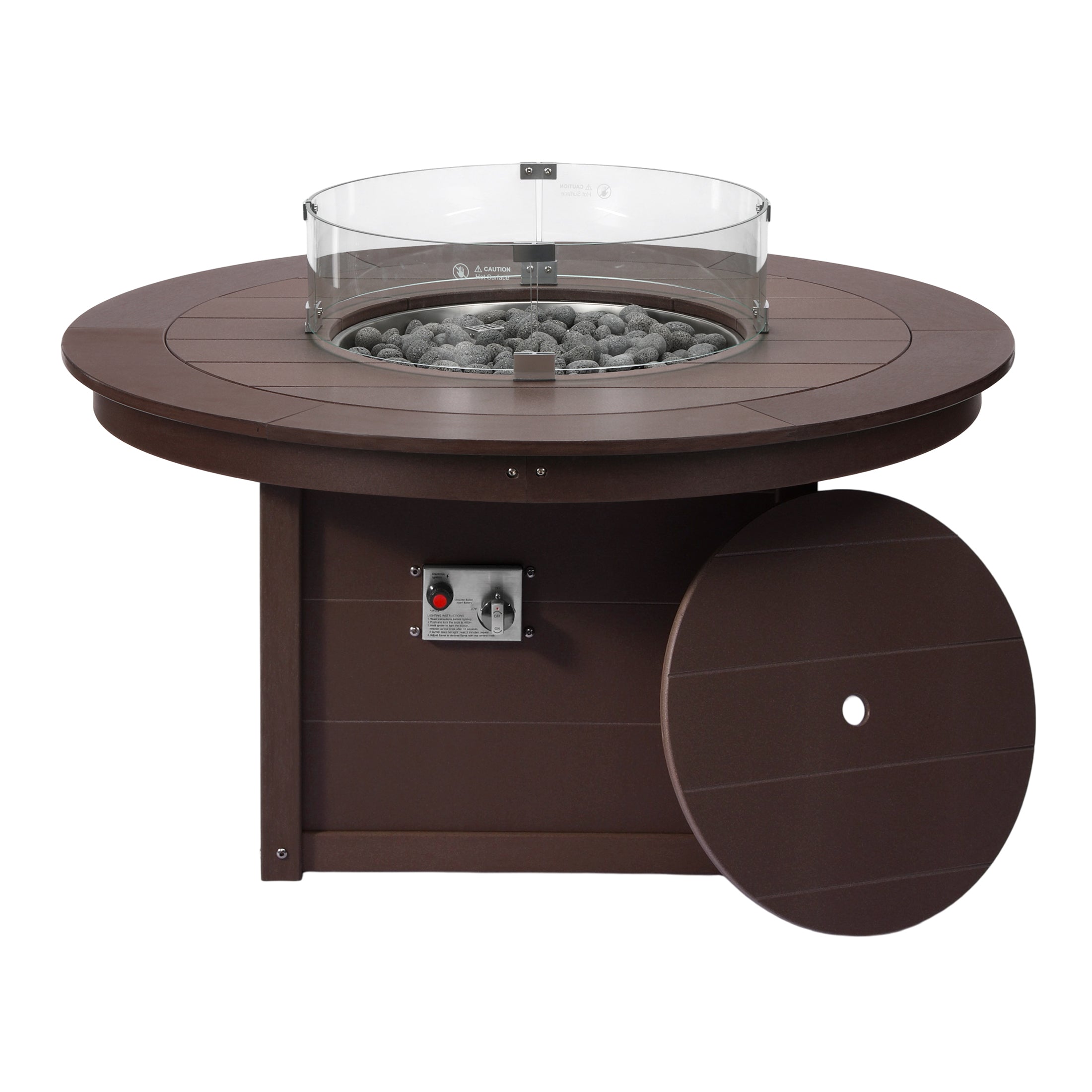 Helios 47" Modern Outdoor 55,000 BTU Patio Propane Round Fire Pit Table