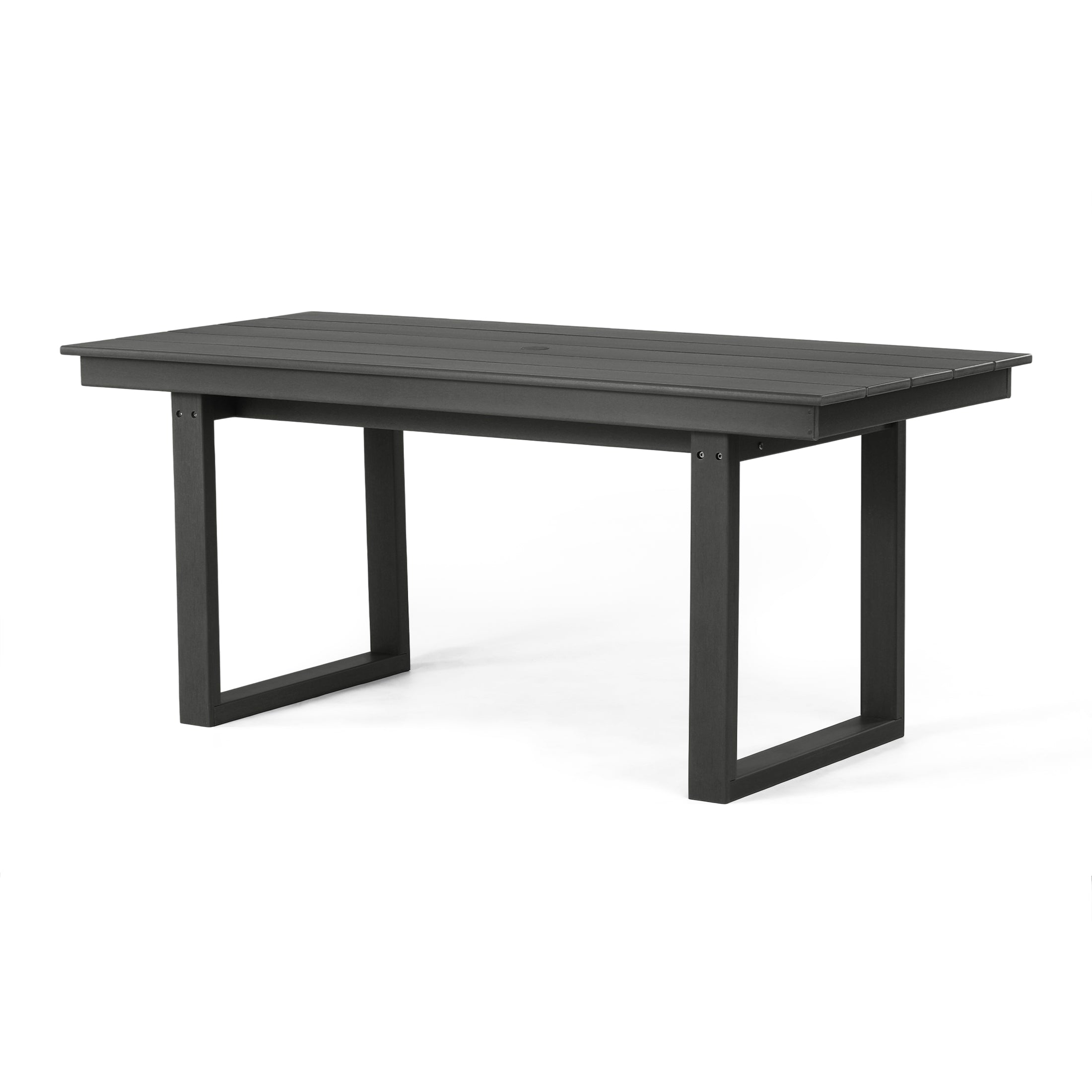 Paloma 68" Outdoor HDPE Modern Rectangular Patio Dining Table With Umbrella Hole