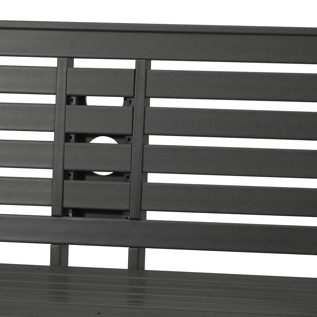 St Charles Outdoor HDPE 54" Front Hanging Porch Swing Bench With Cupholders