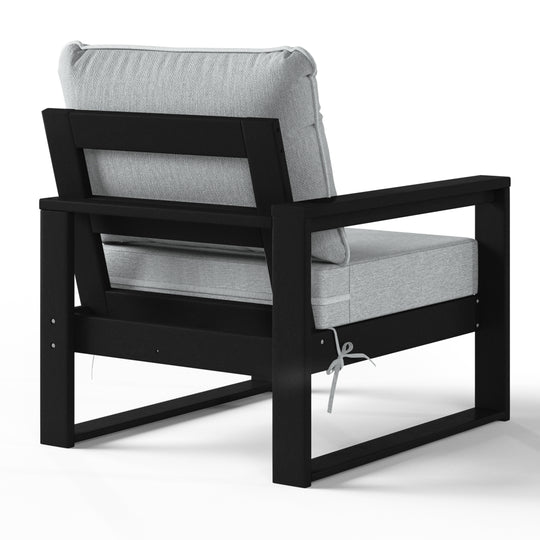 Outdoor HDPE Left Arm Sectional Patio Corner Club Chair with Patio Cushions