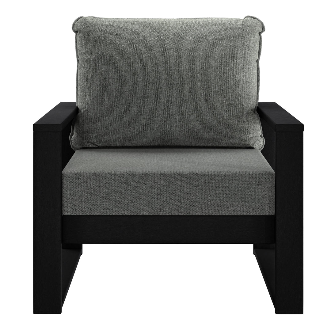 Outdoor Modern HDPE Patio Club Chair with Waterproof Deep Seat Cushions