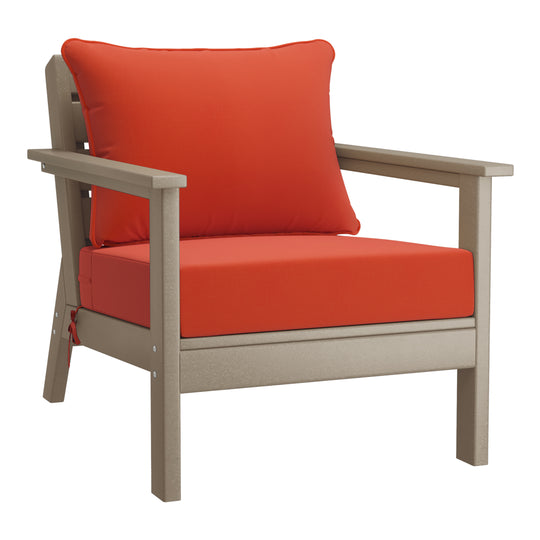 Avalon Outdoor Modern HDPE Patio Club Chairs with Deep Seat Cushions (Set of 2)