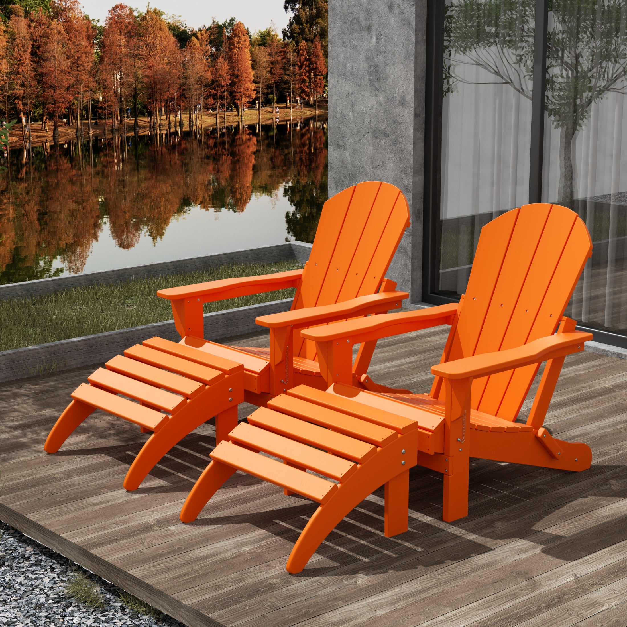 Malibu 4-Piece set classic Adirondack chairs with ottoman (2 seater)