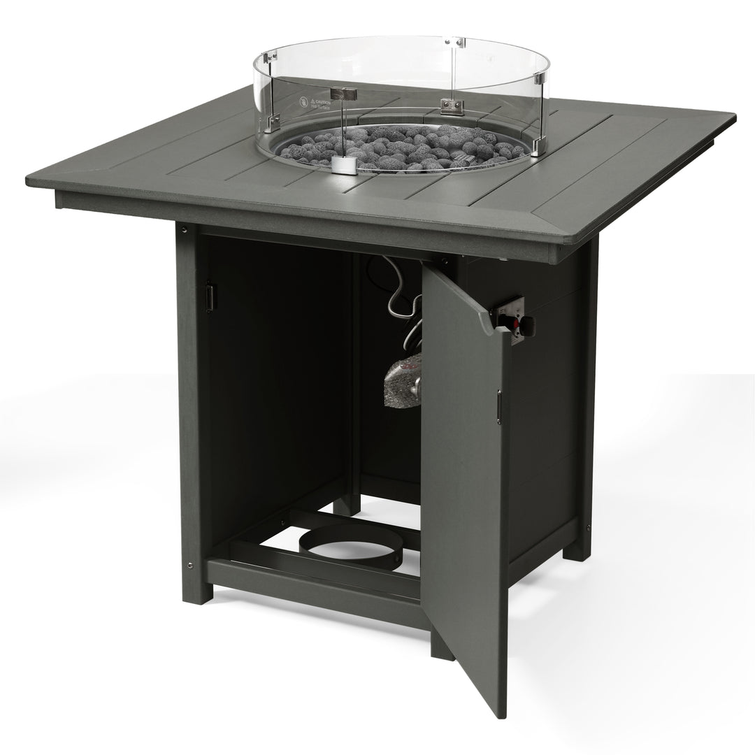 Helios 42" Modern Outdoor Patio Gas Propane Square Fire Pit Table