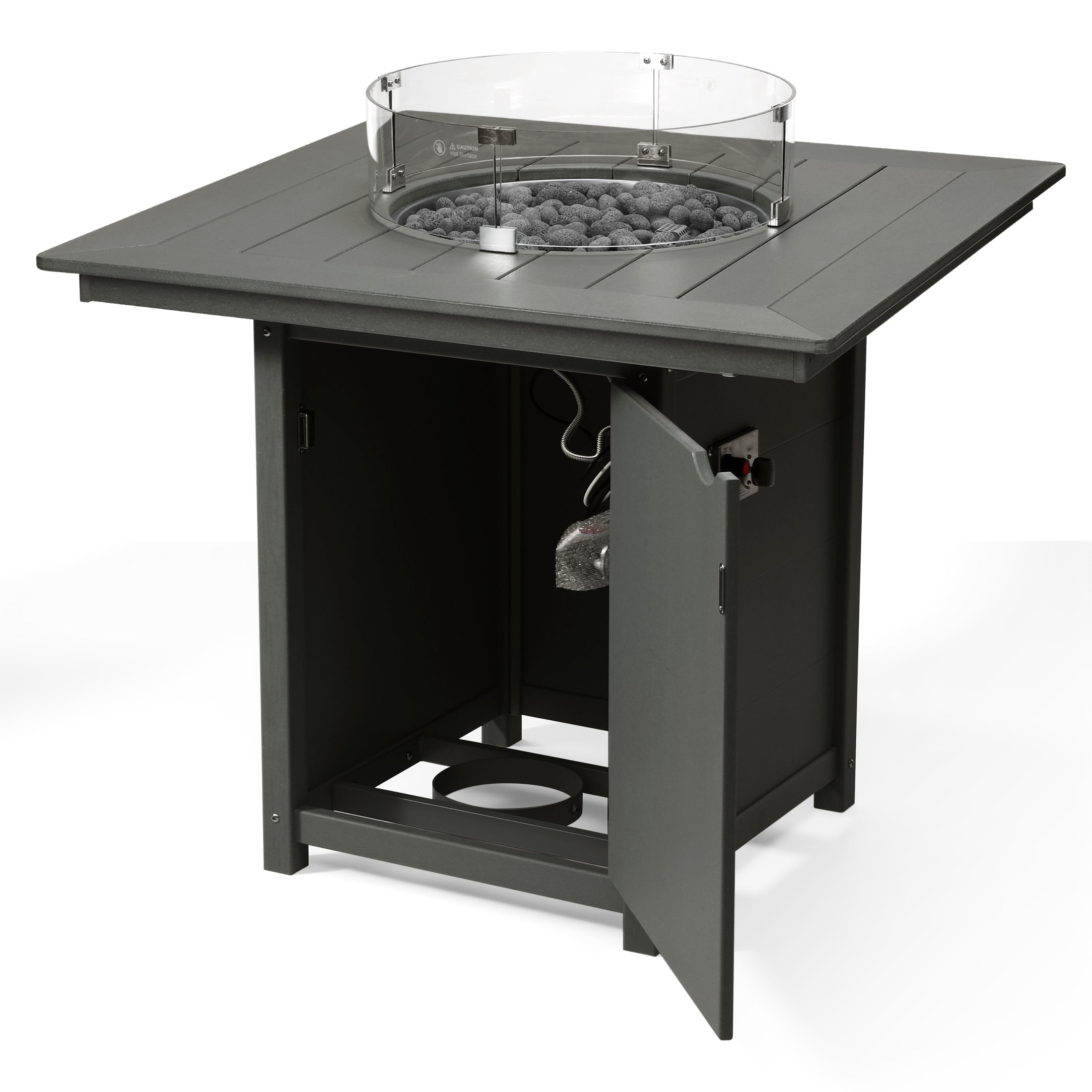 Helios 42" Modern Outdoor Patio Gas Propane Square Fire Pit Table