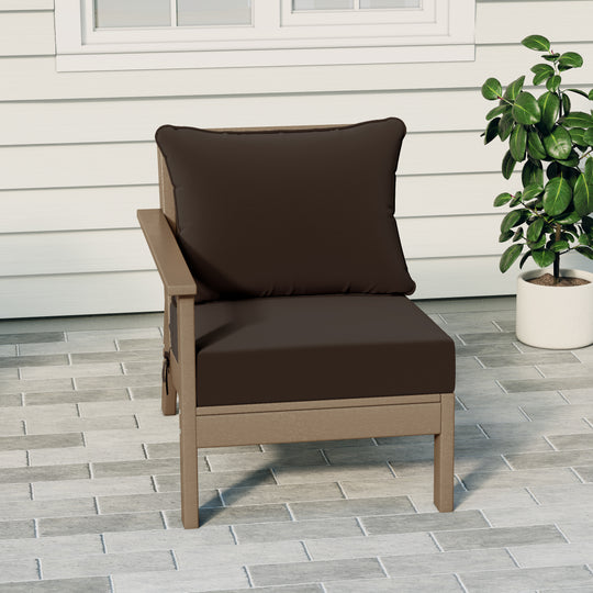 Avalon Outdoor Patio HDPE Left Arm Sectional Corner Club Chair with Patio Cushions