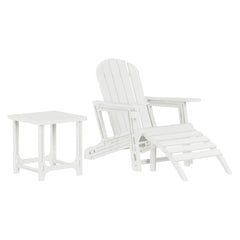 Azura 3-Piece HDPE Outdoor Patio Adirondack Chair with Ottoman and 18" Side Table Set