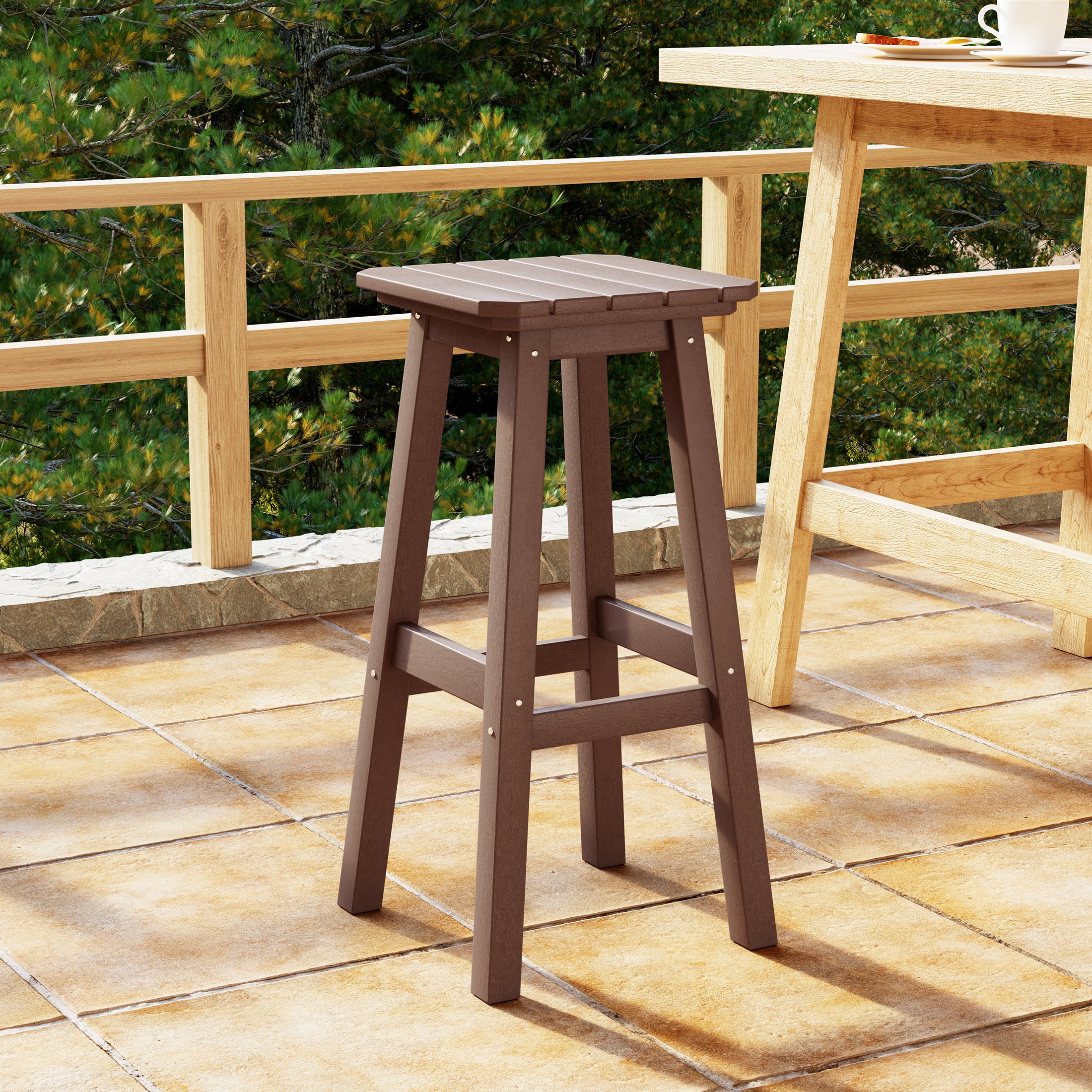 Malibu 29" HDPE Outdoor Patio Square Backless Bar Stool