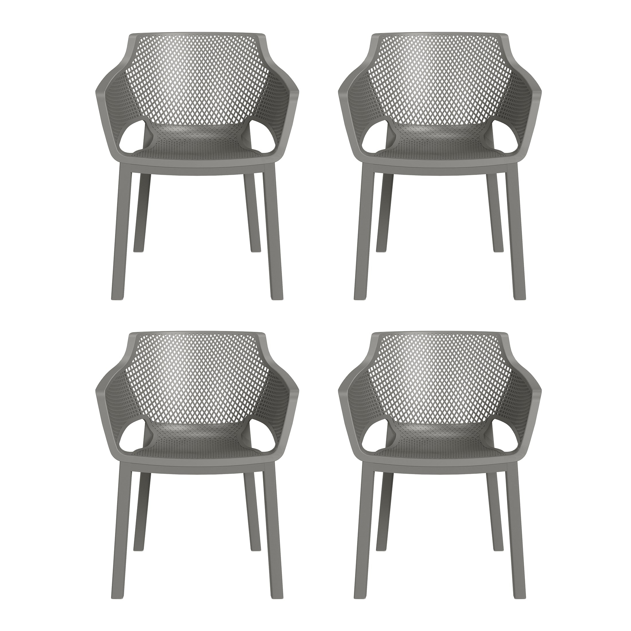 Playa Outdoor Modern Stackable Plastic Resin Patio Dining Armchair (Set of 4)