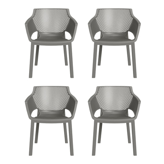 Playa Outdoor Modern Stackable Plastic Resin Patio Dining Armchair (Set of 4)