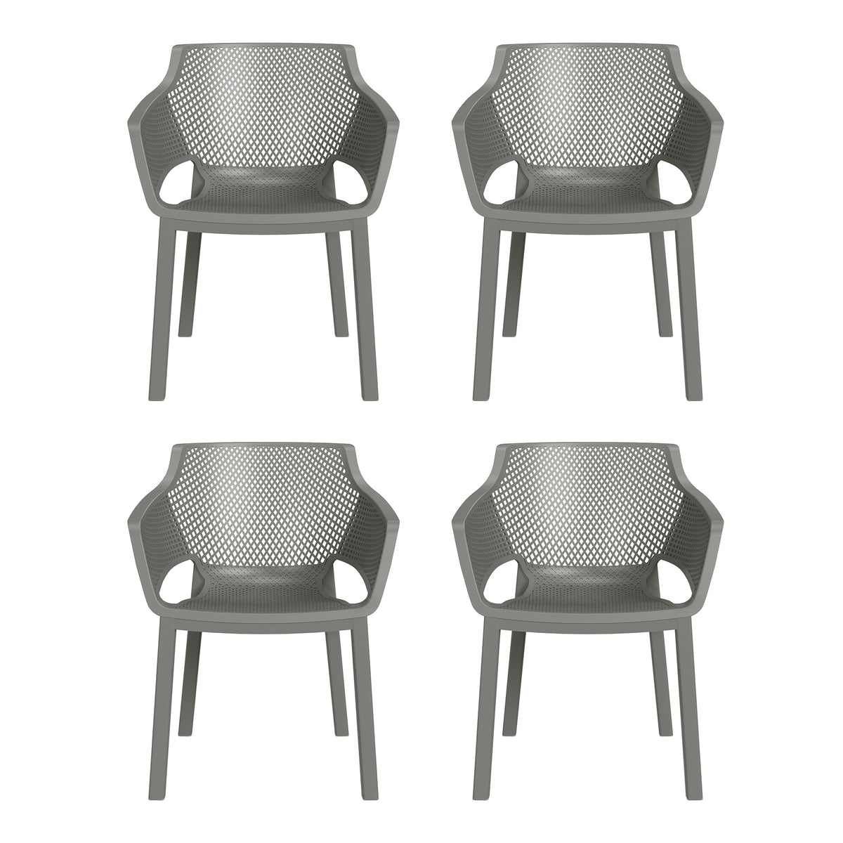Playa Outdoor Modern Stackable Plastic Resin Patio Dining Armchair (Set of 4)