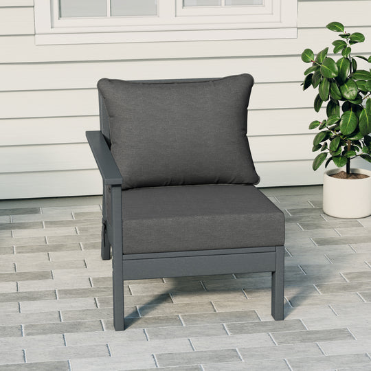 Avalon Outdoor Patio HDPE Left Arm Sectional Corner Club Chair with Patio Cushions