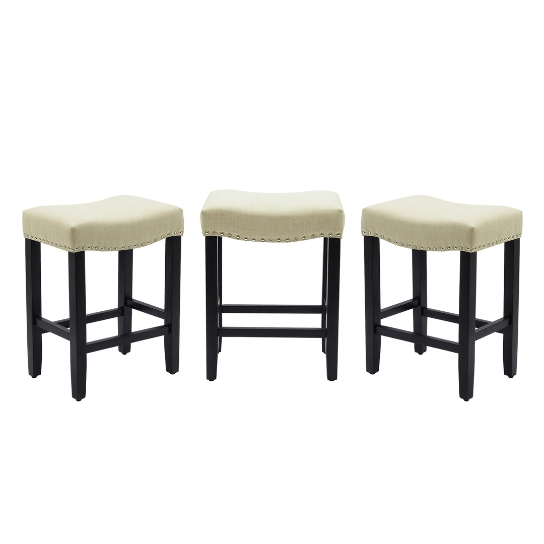 Lenox 24" Upholstered Saddle Seat Black Counter Stool (Set of 3)