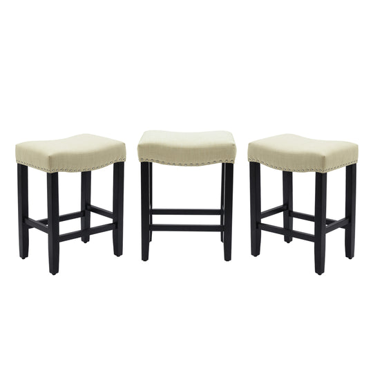 Lenox 24" Upholstered Saddle Seat Black Counter Stool (Set of 3)