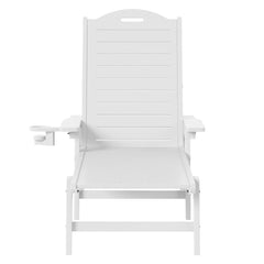 Aruba Outdoor HDPE Patio Chaise Lounge With Wheels & Cup Holder