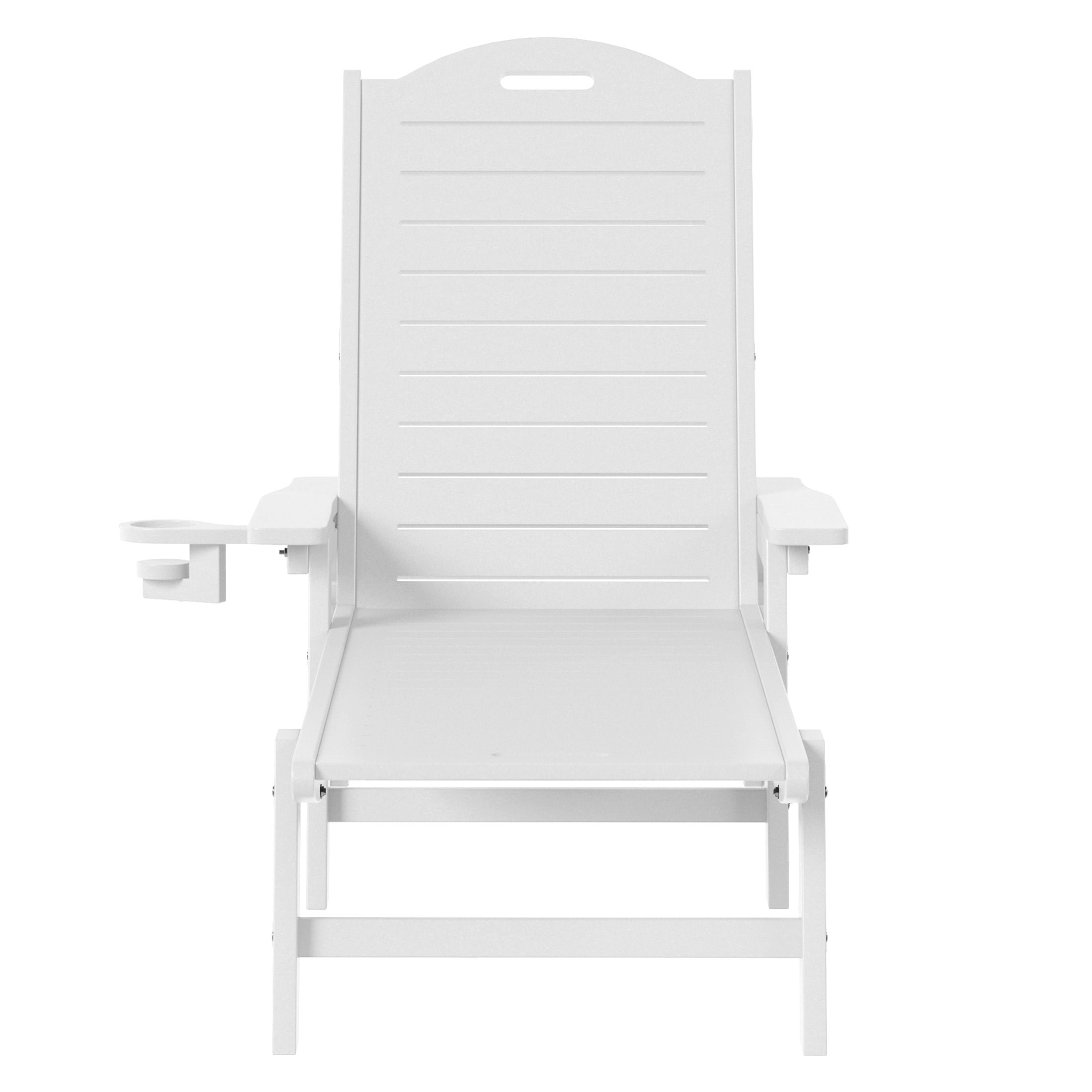 Aruba Outdoor HDPE Patio Chaise Lounges With Wheels & Cup Holder (Set of 2)
