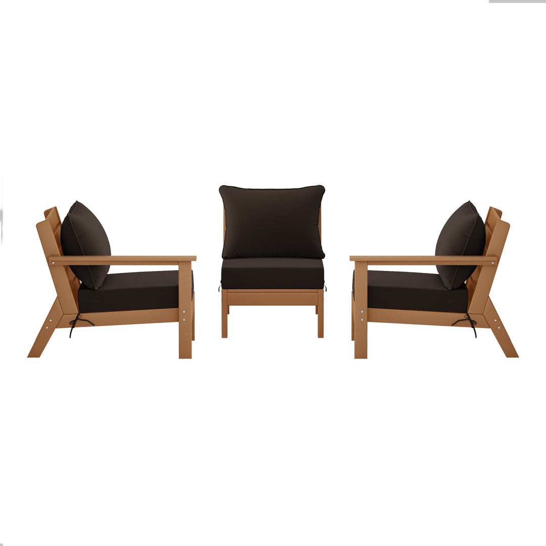 Avalon Outdoor Patio HDPE Sectional Sofa with Patio Cushions