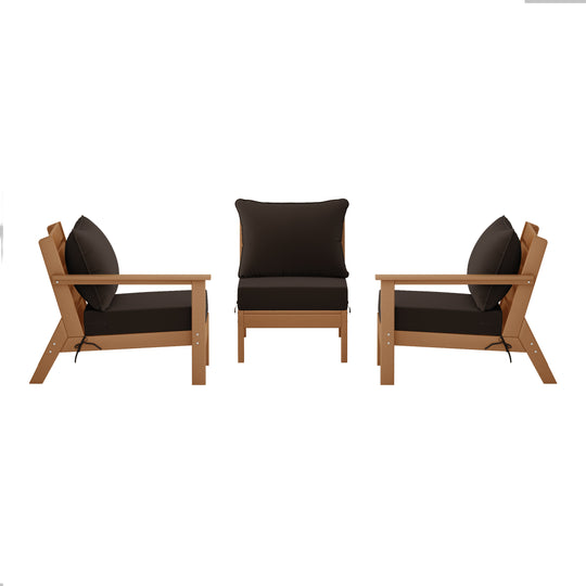 Avalon Outdoor Patio HDPE Sectional Sofa with Patio Cushions