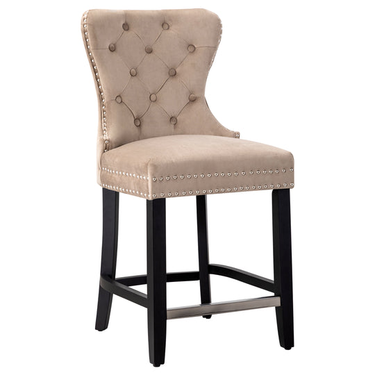 Wordford 24" Tufted Velvet Counter Stool, Black