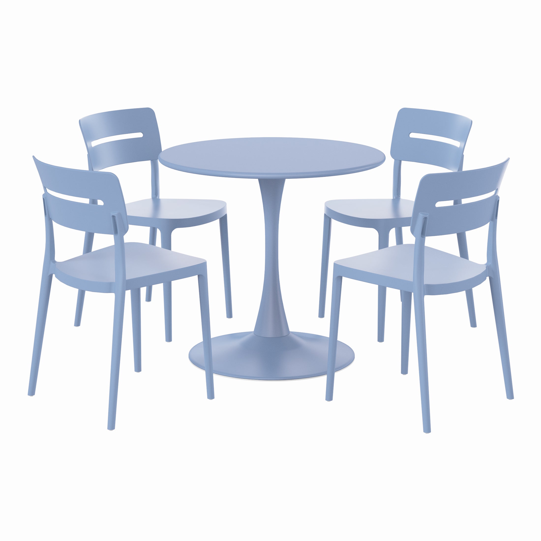 Playa 5-Piece Outdoor Indoor Round Metal Patio Dining Table Set With Stackable Patio Chairs
