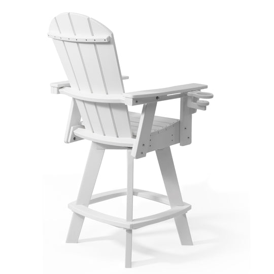 Malibu Outdoor HDPE Swivel Adirondack Bar Height Chair With Cup Holder