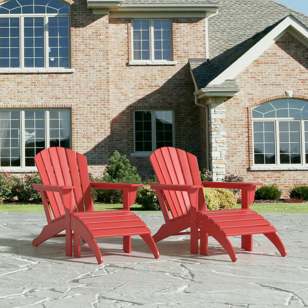 Dylan Outdoor Adirondack Chair With Ottoman 4-Piece Set