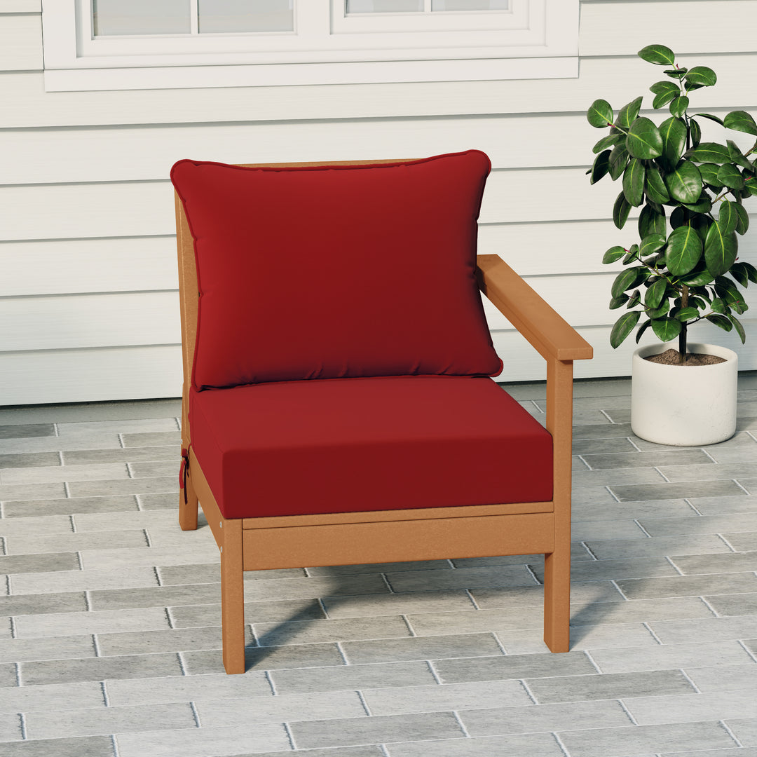 Avalon Outdoor Patio HDPE Right Arm Sectional Corner Club Chair with Patio Cushions