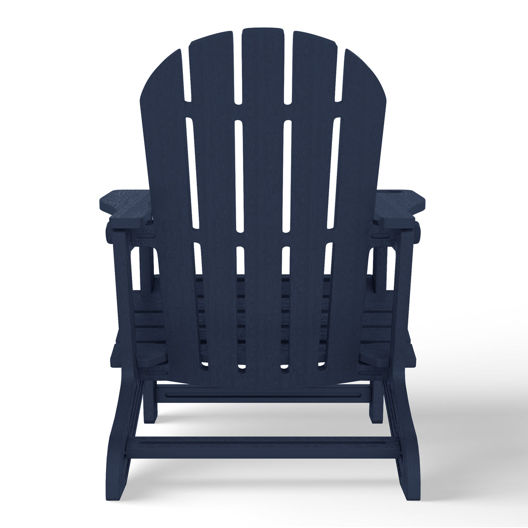 Azura 3-Piece HDPE Plastic Adirondack Patio Chairs With 18" Square Side Table Set
