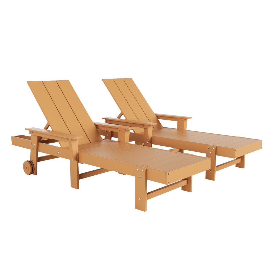 Ashore 2 Piece Reclining Chaise Lounge With Arms & Wheels