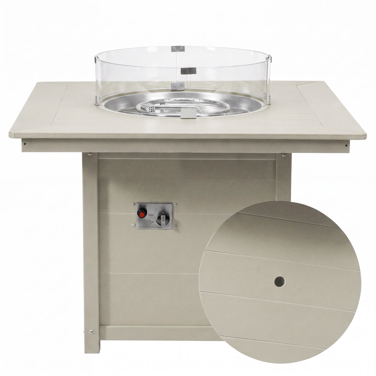 Helios Modern Outdoor Patio Propane 42" Square Fire Pit Table