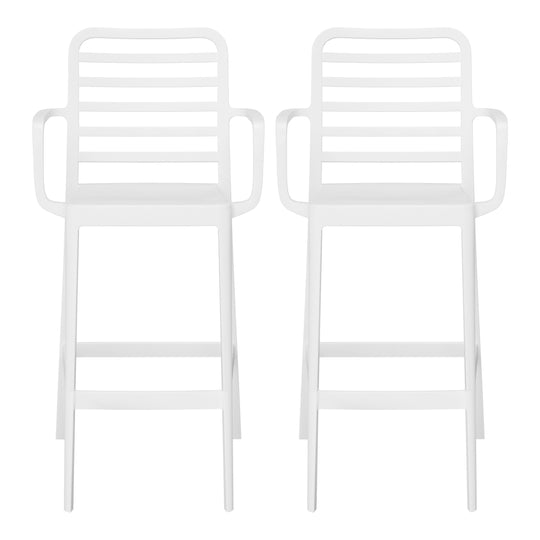 Playa 29.5" Outdoor Polypropylene Plastic Patio Bar Height Stools (Set of 2)