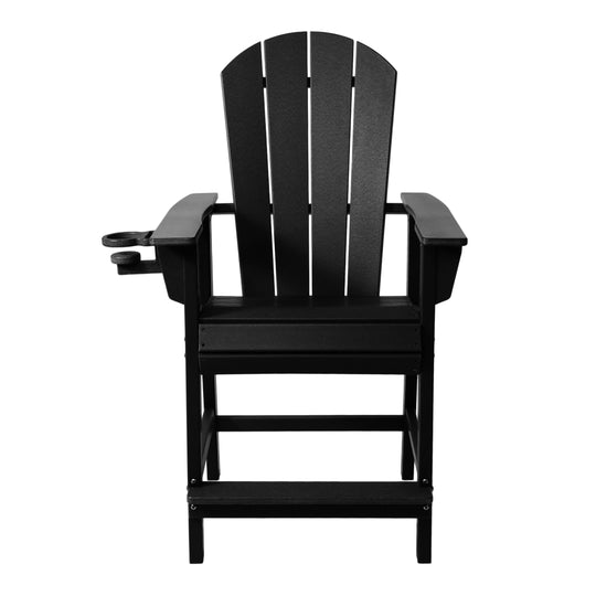 Malibu Outdoor HDPE  Tall Adirondack Counter Height Bar Chair With Cup Holder