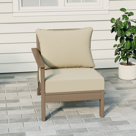 Avalon Outdoor Patio HDPE Left Arm Sectional Corner Club Chair with Patio Cushions
