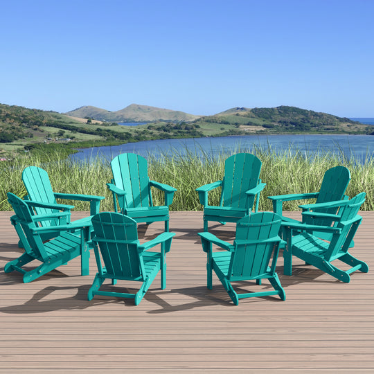 Malibu Outdoor Folding Poly Adirondack Chair (Set of 8)
