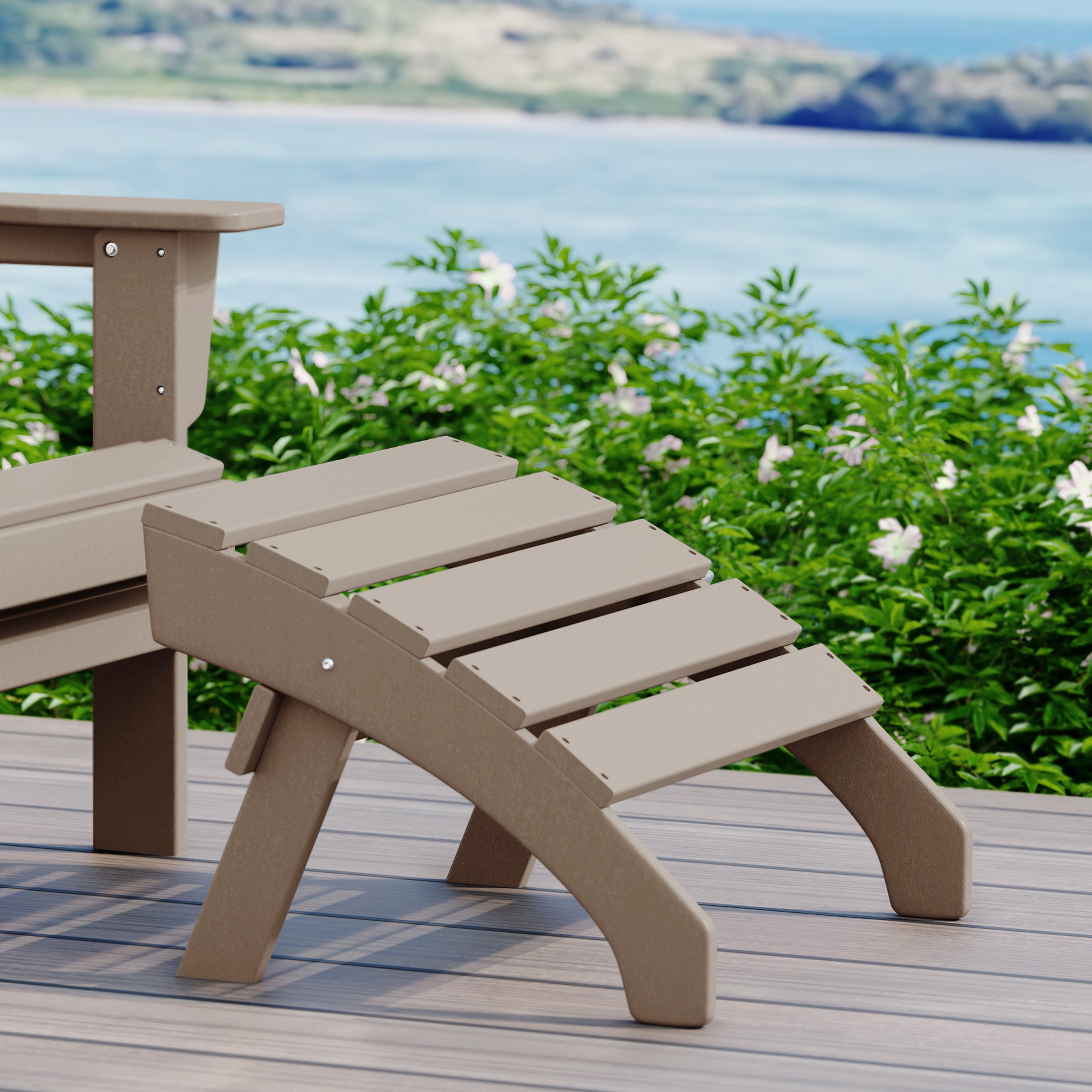 Dylan Outdoor Patio HDPE Adirondack Ottoman Footrest