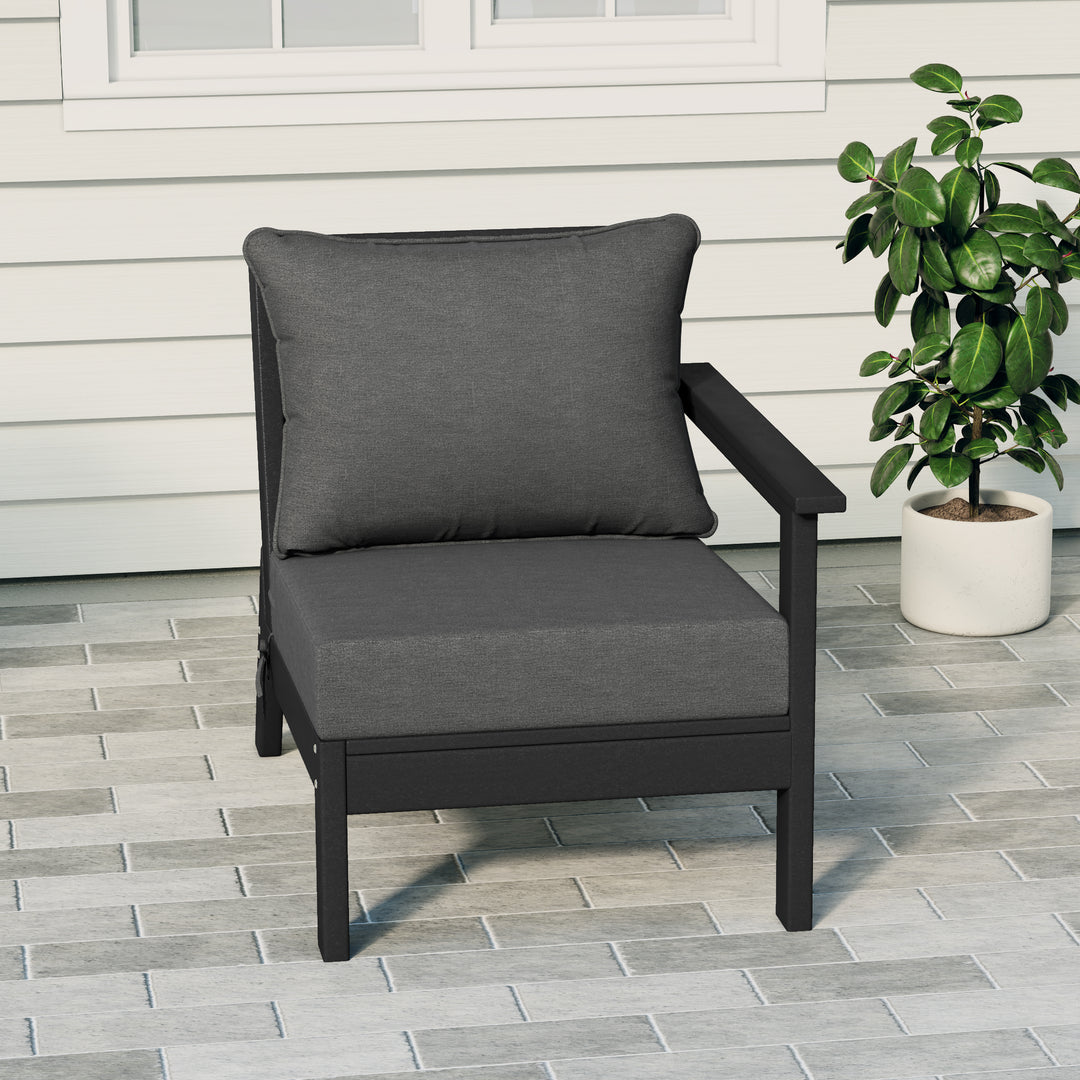 Avalon Outdoor Patio HDPE Right Arm Sectional Corner Club Chair with Patio Cushions