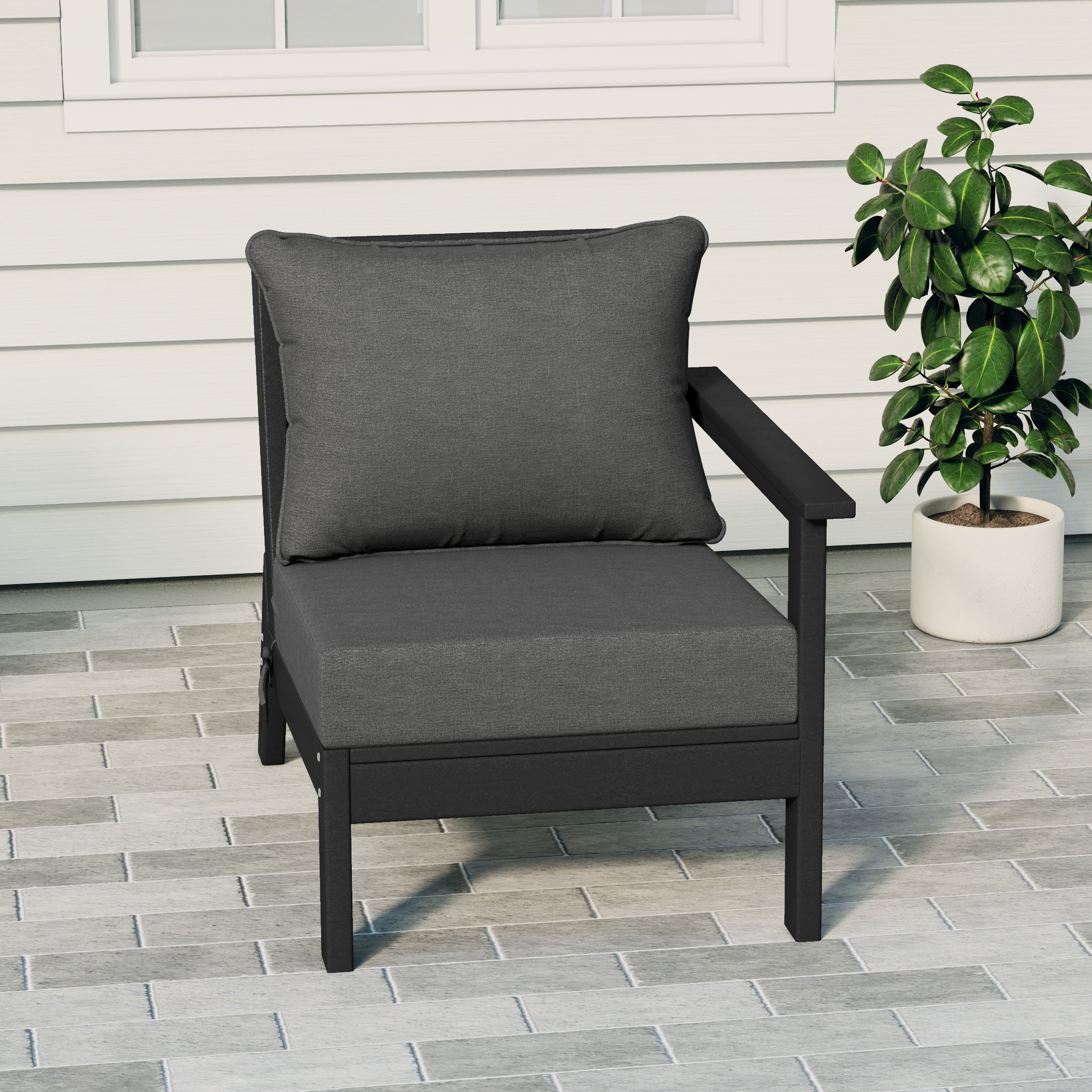 Avalon Outdoor Patio HDPE Right Arm Sectional Corner Club Chair with Patio Cushions
