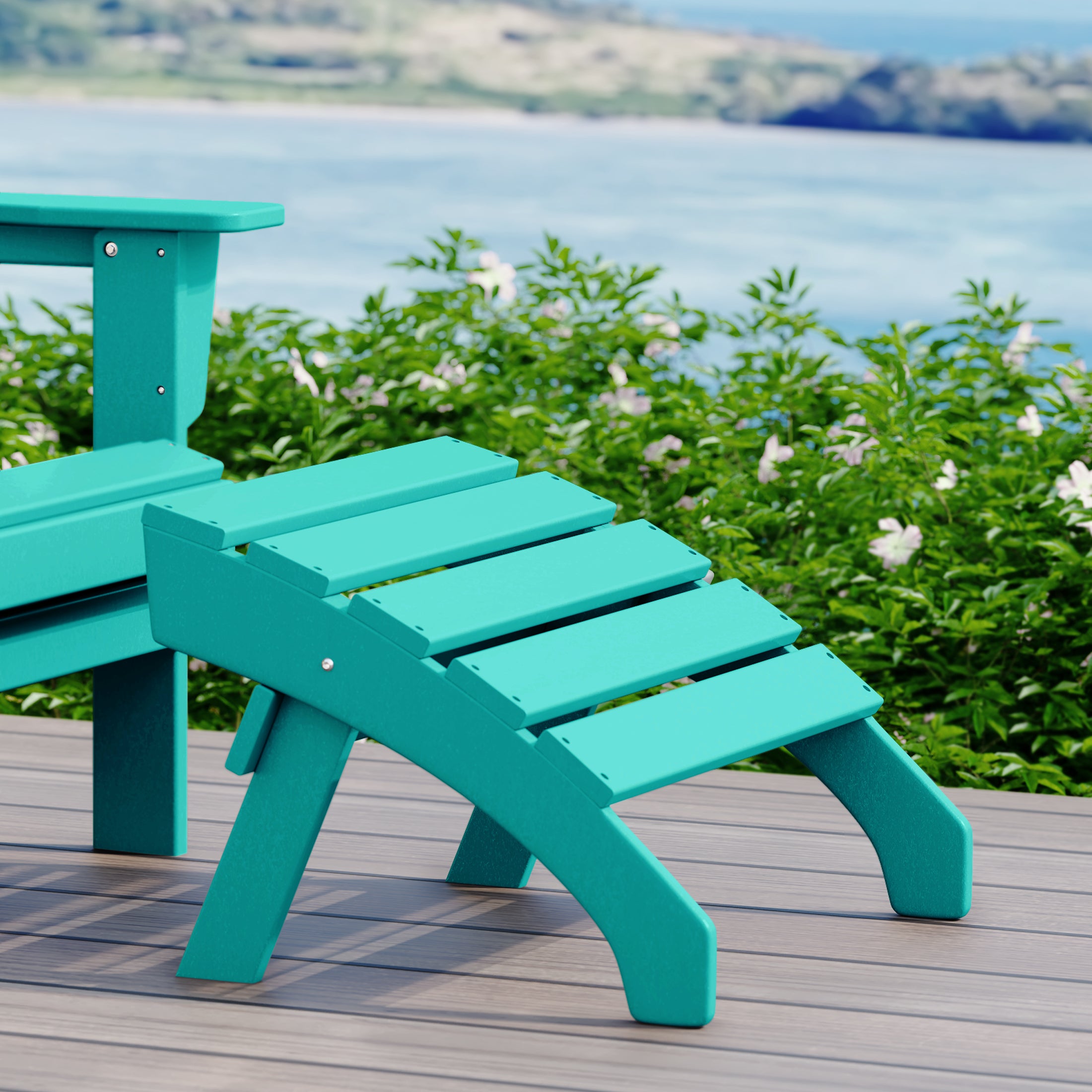 Dylan Outdoor Patio HDPE Adirondack Ottoman Footrest