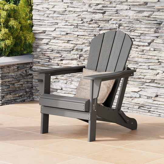 Nantucket Outdoor Patio HDPE Resin Adirondack Chair With Cup Holder and Phone Holder