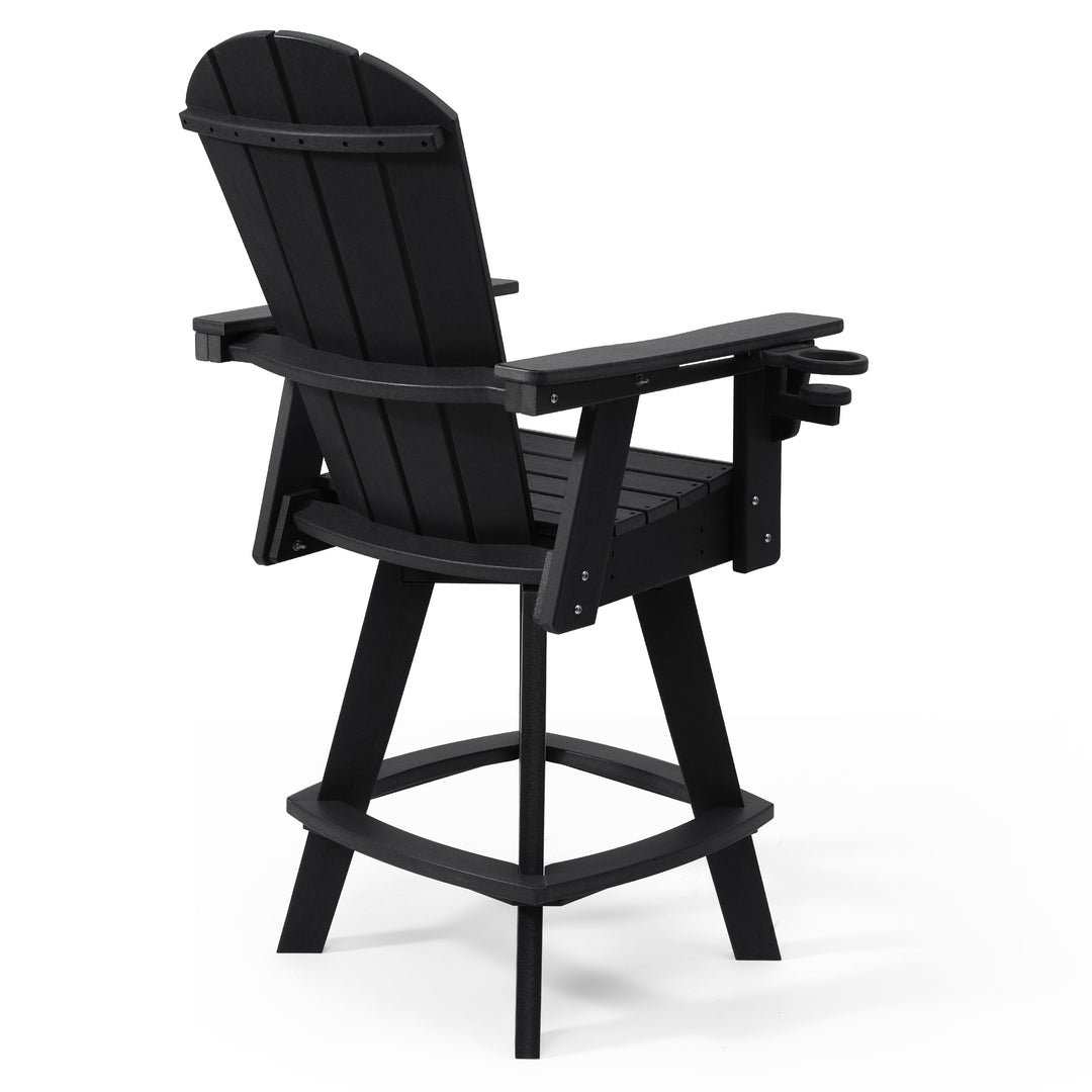 Malibu Outdoor HDPE Swivel Adirondack Bar Height Chair With Cup Holder