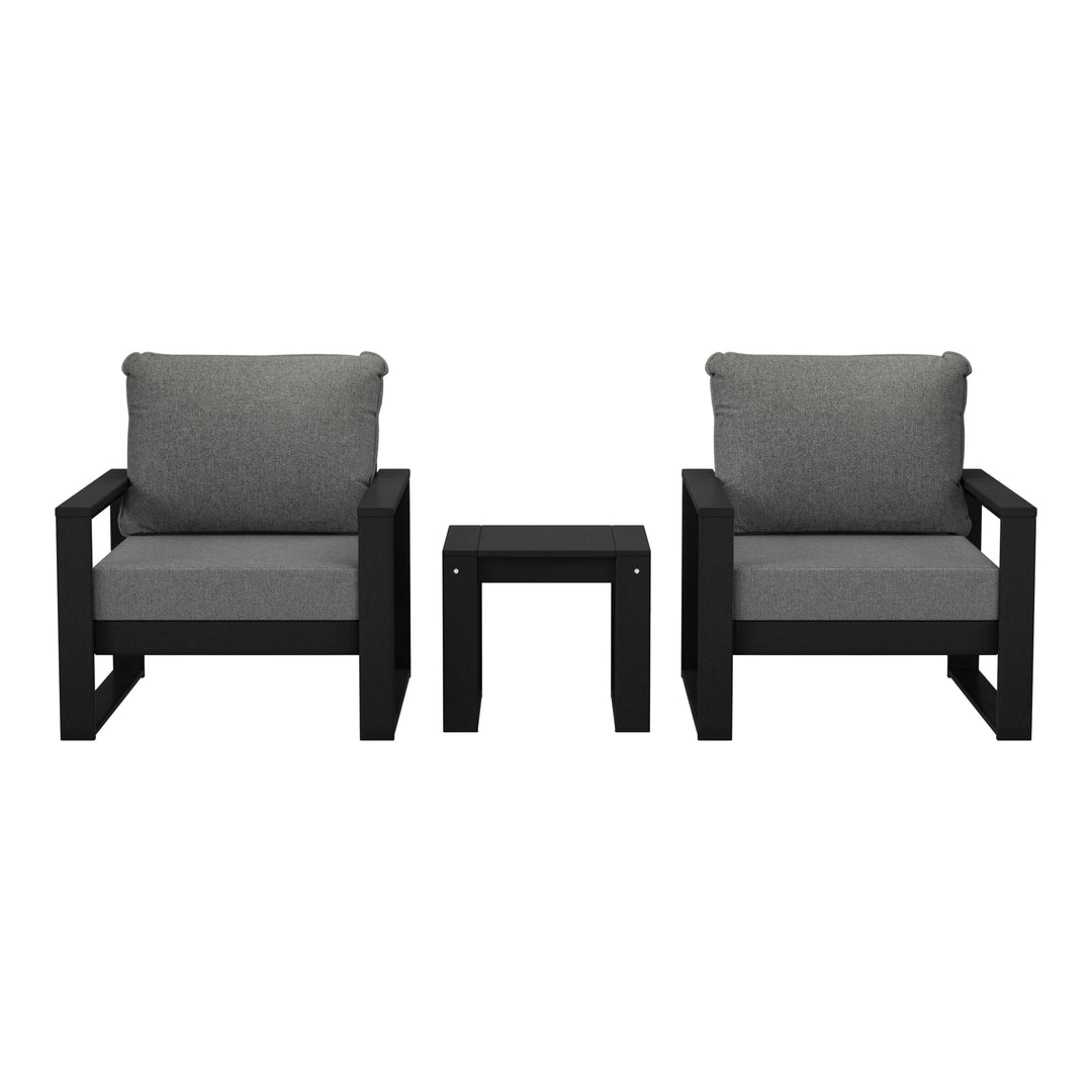 Montara Outdoor Modern 3-Piece HDPE Patio Sofa Set with Side Table