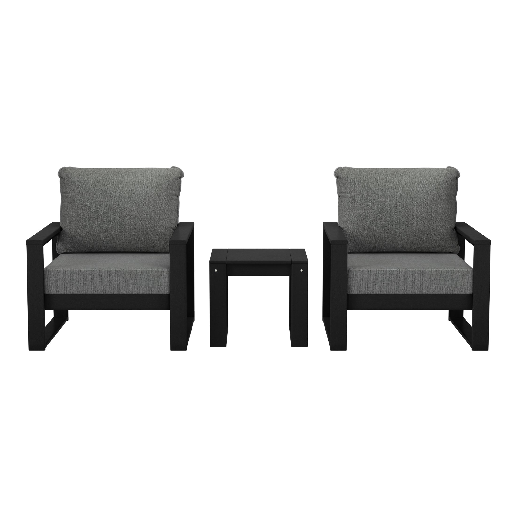 Montara Outdoor Modern 3-Piece HDPE Patio Sofa Set with Side Table
