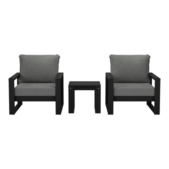 Montara Outdoor Modern 3-Piece HDPE Patio Sofa Set with Side Table