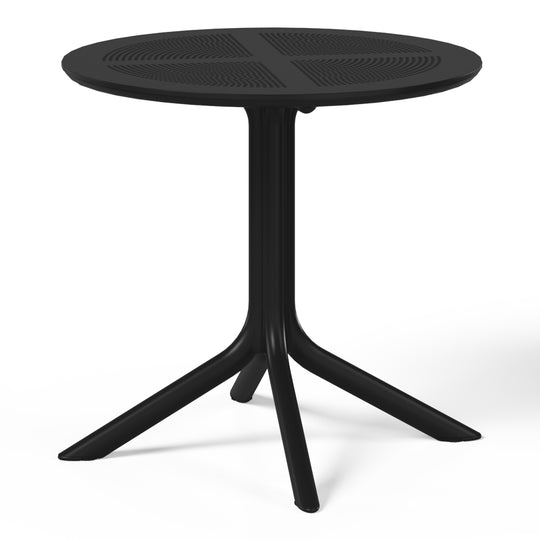 Playa 5-Piece Outdoor Resin Round Patio Dining Table Set with Modern Stackable Patio Dining Chairs