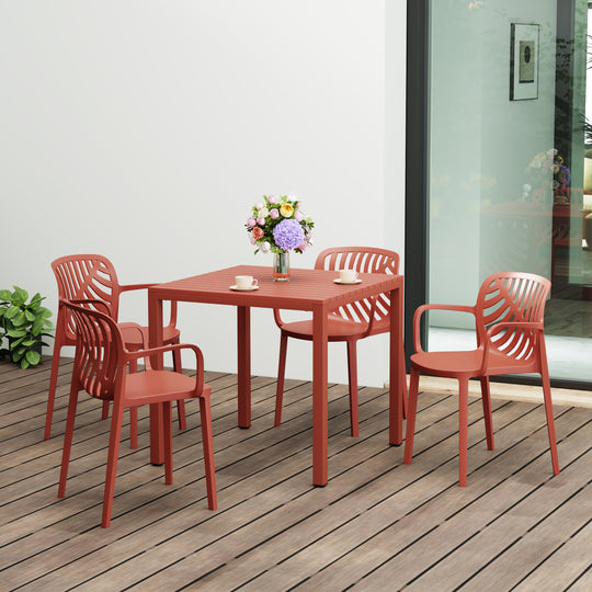 Playa 5-Piece Outdoor Square Dining Table Patio Set with Stackable Patio Dining Chairs