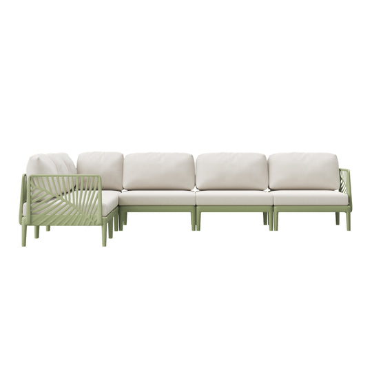 Playa Modern 6-Piece Polypropylene Resin Modular L Shaped Corner Patio Furniture Sectional